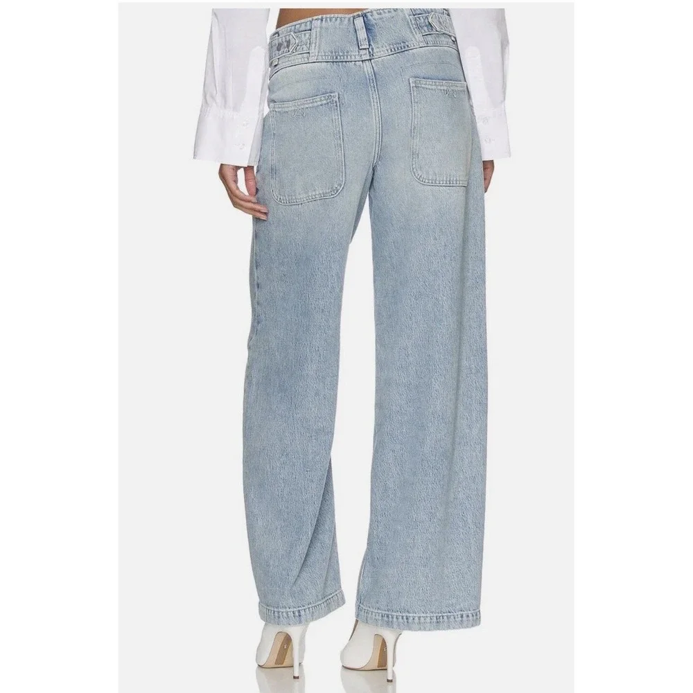 We The Free Free People Super Sweeper Wide Leg Jeans Light Wash Blue Denim Large